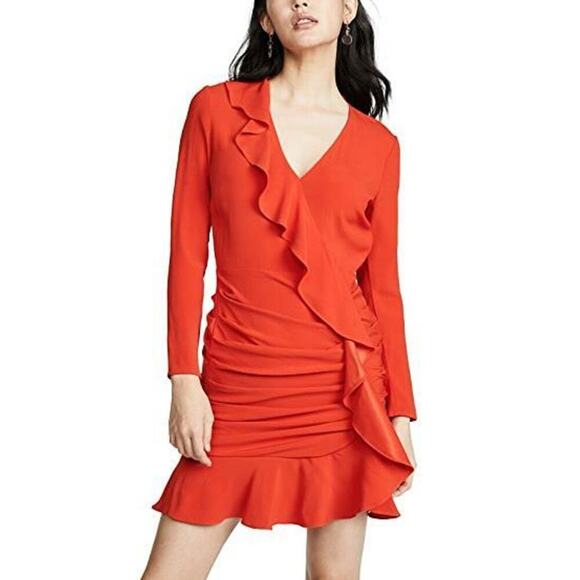Veronica Beard Odessa Poppy Red Ruffle Mini Dress Size 4 - Picture 1 of 5